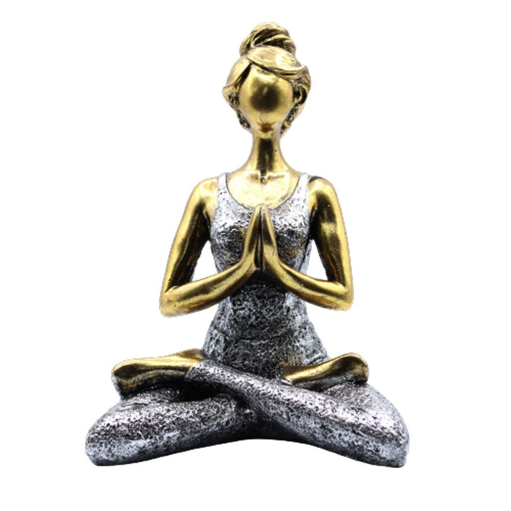 Yoga-Dame-Figur - Bronze &amp; Silber 24cm