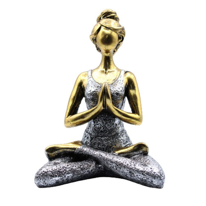 Yoga-Dame-Figur - Bronze &amp; Silber 24cm