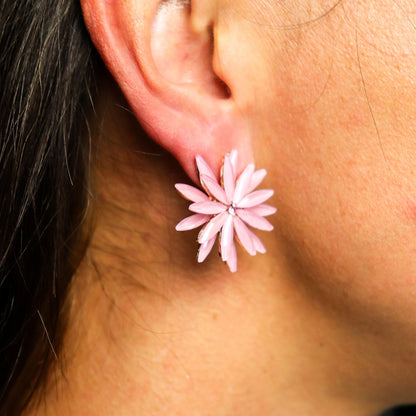 Rosa suave - Cristal vintage - Flores - Pendientes