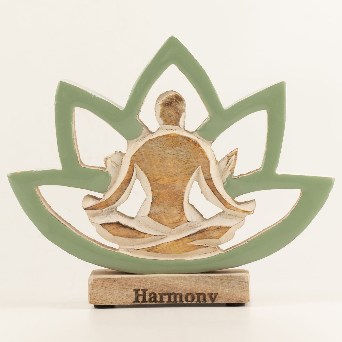 Yoga Mujer de Madera - Flor de Loto - Salvia - Armonía