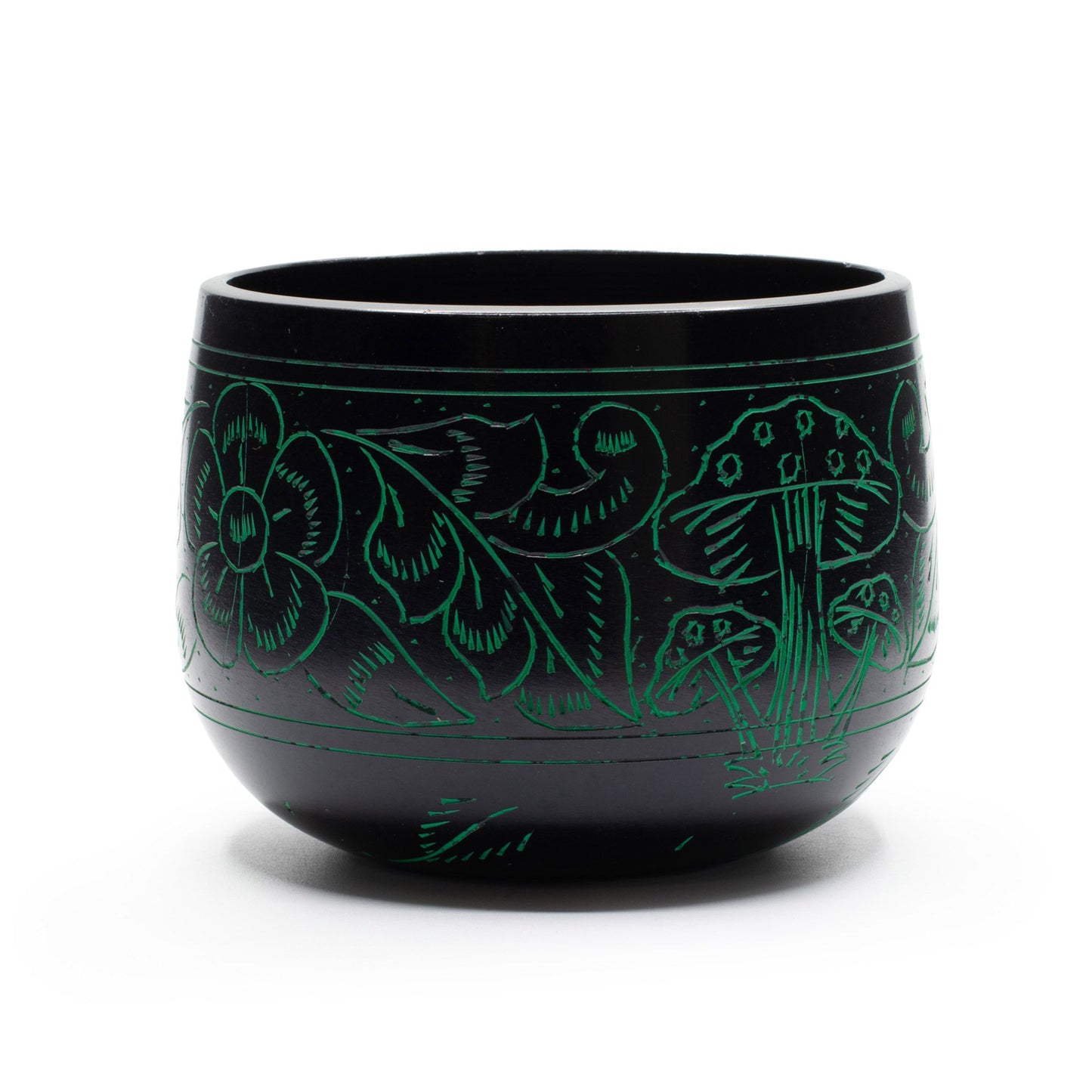 Cuenco tibetano de caldero - Hongo mágico - Verde (15cm)