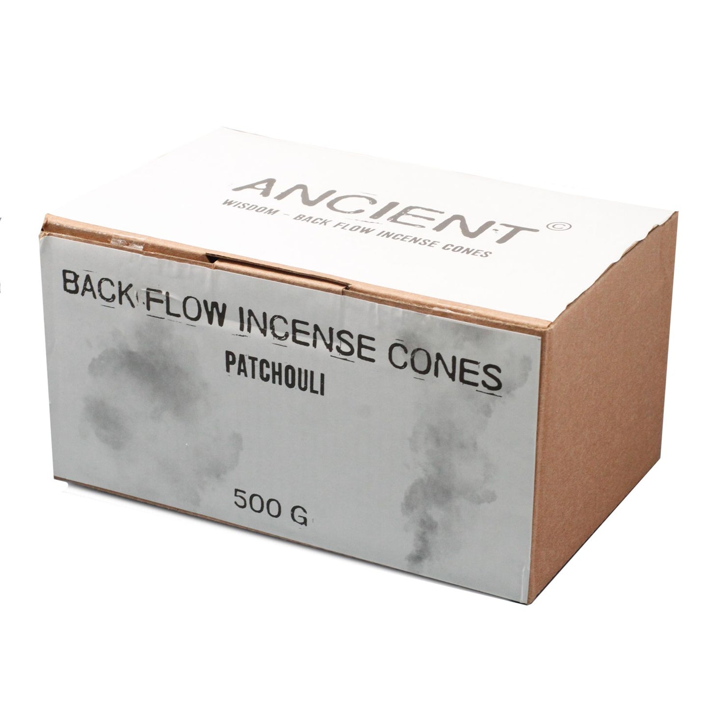 Schachtel mit Backflow-Räucherkegeln 500 g – Patchouli (ca. 225 Stück)