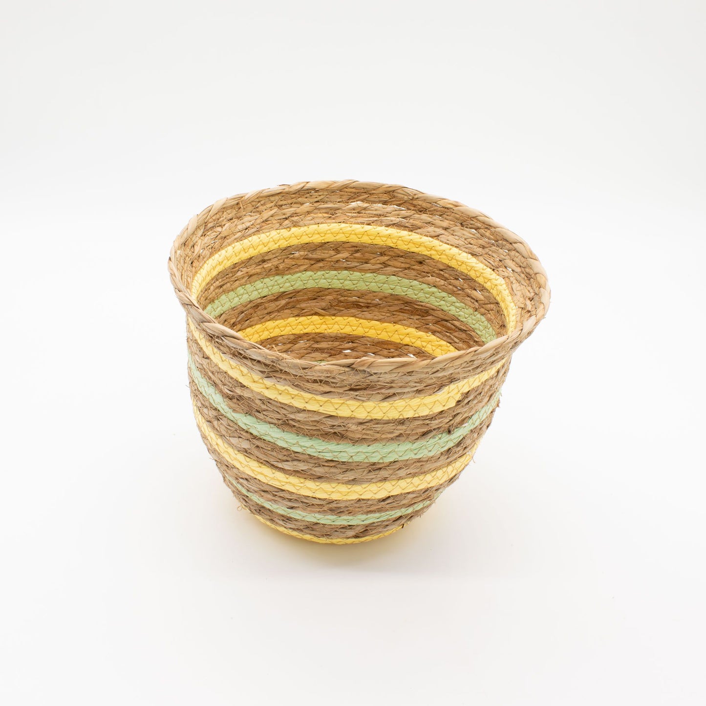 Körbe in Vasenform aus Seegras und Stroh – Natur, Gelb und Grün – 3er-Set