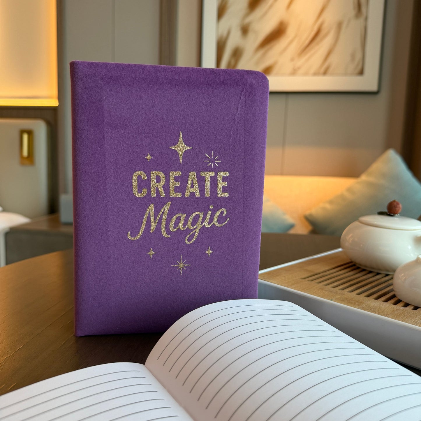 Carnet en velours violet - 80 pages - Créez la magie