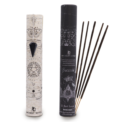 Encens de sortilège de sorcière ancienne - Succès - Pendule en obsidienne noire