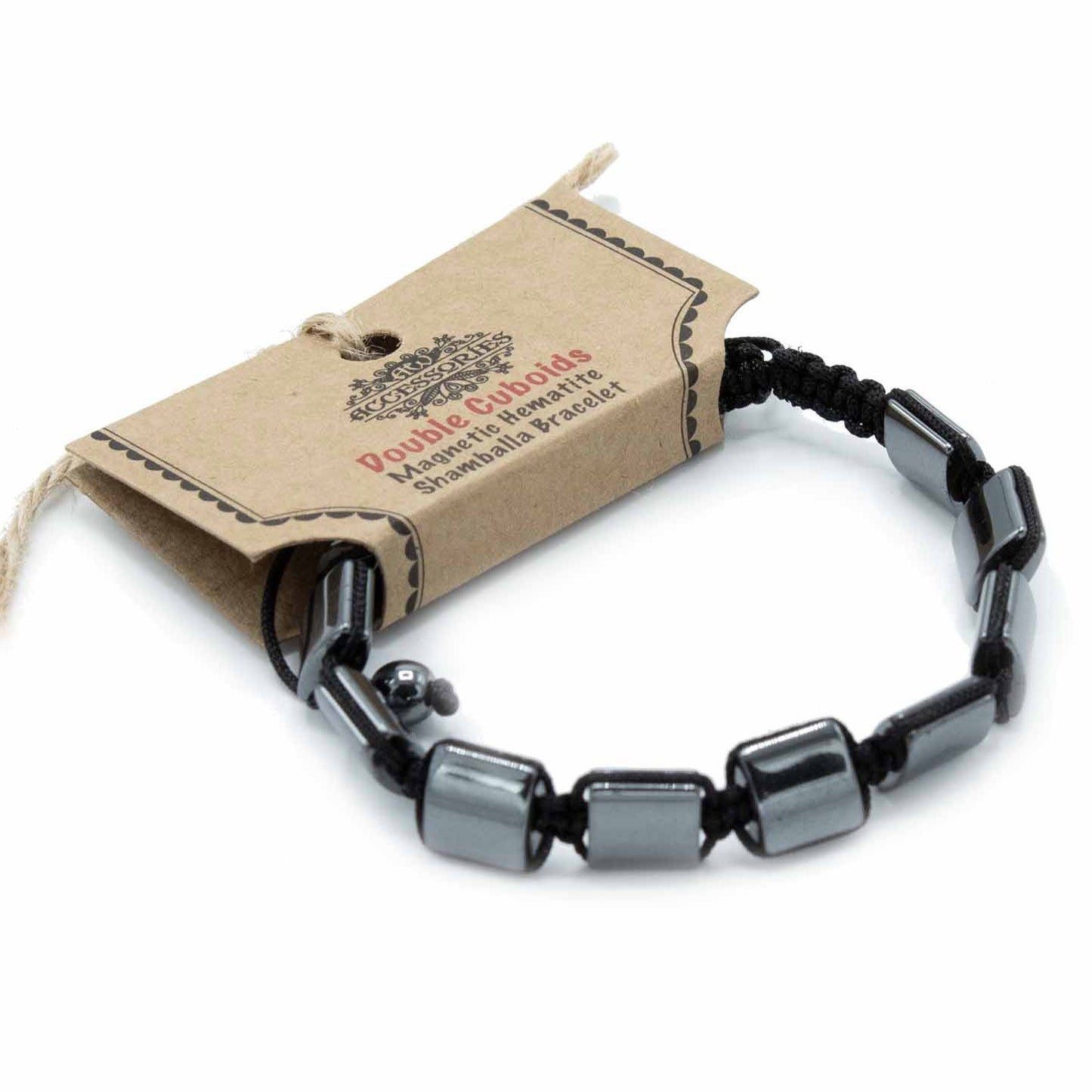 Bracelet magnétique Shamballa en hématite - Doubles cuboïdes