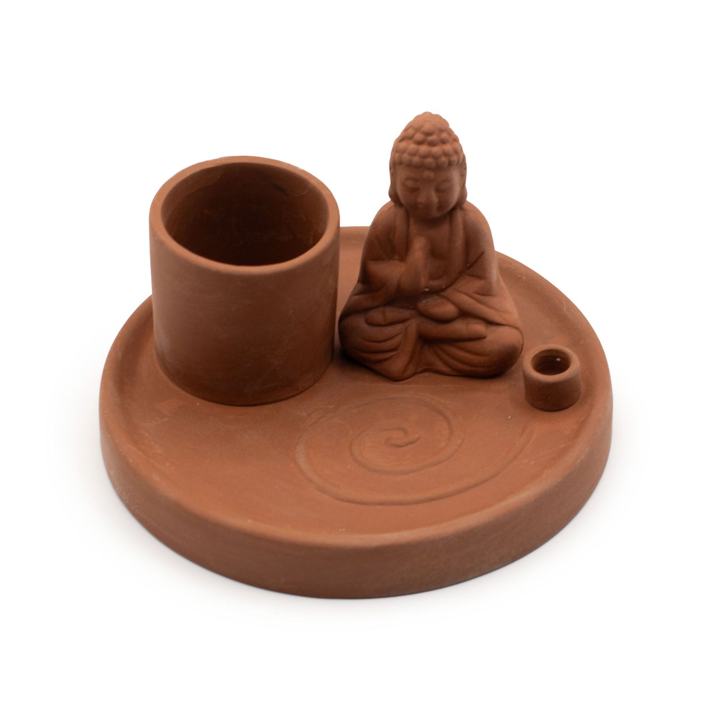 Porte-encens Bouddha multifonctionnel - Style terre cuite naturelle