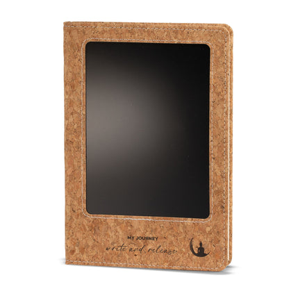 Cuaderno de notas A5 - pantalla LCD borrable - efecto cuero de corcho - 80 hojas