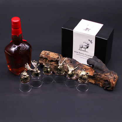 Geschenkset mit 6 Schnapsgläsern (50 ml) - Wild Forest Creatures - Antik Bronze