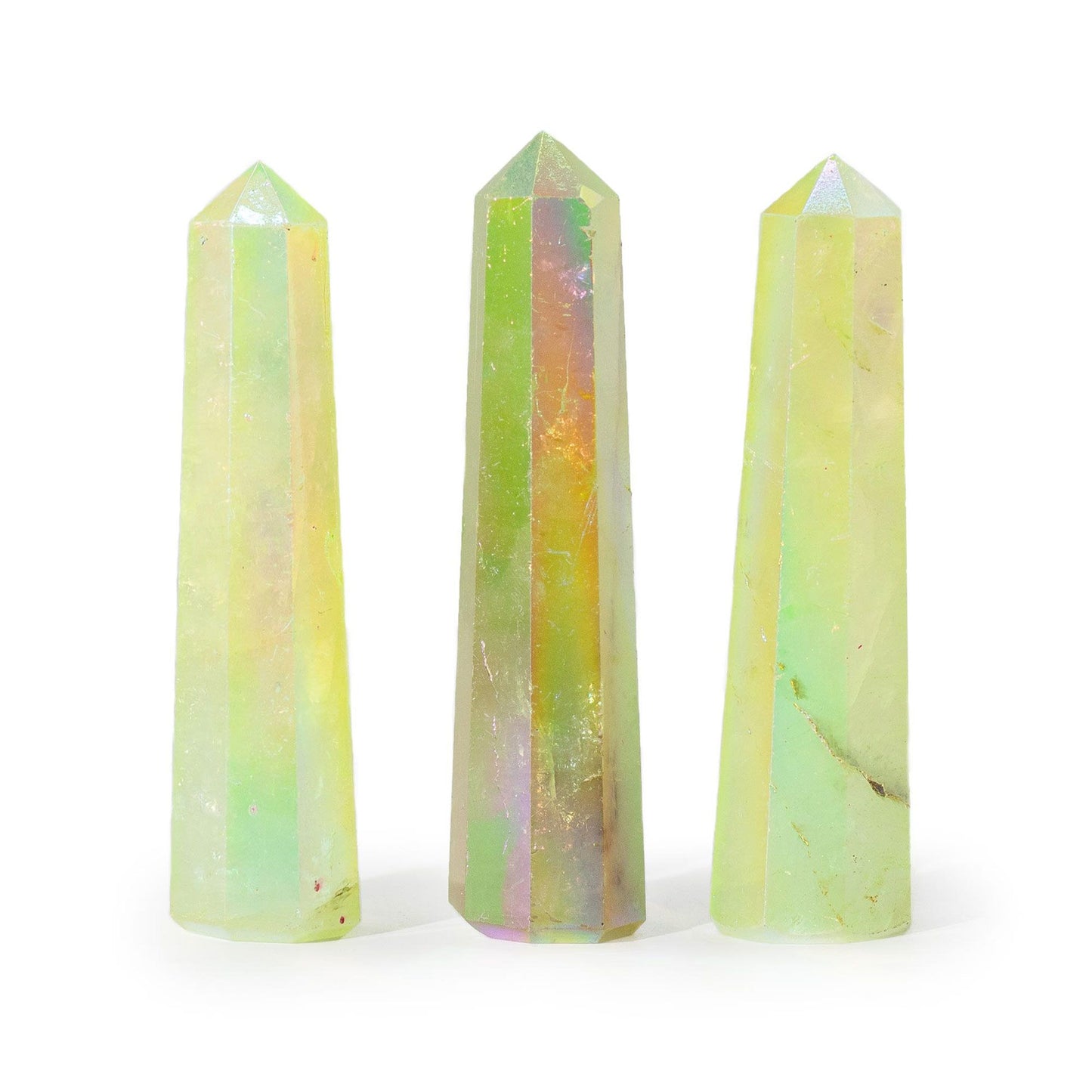 Obélisques en pierres précieuses d'environ 9 cm - Cristal de quartz Aura – Vert pâle