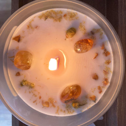 Vela de Té Verde y Piedra Preciosa Citrino - Positividad