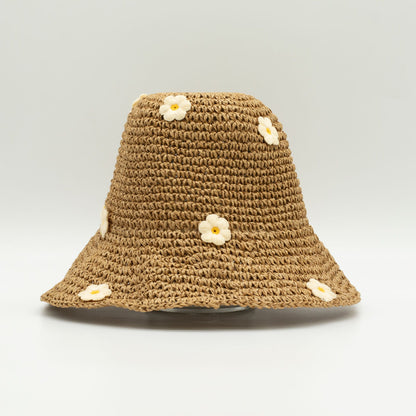 Nomad Sari Chapeau de paille à bord flexible pour le soleil - Café et Daiseys