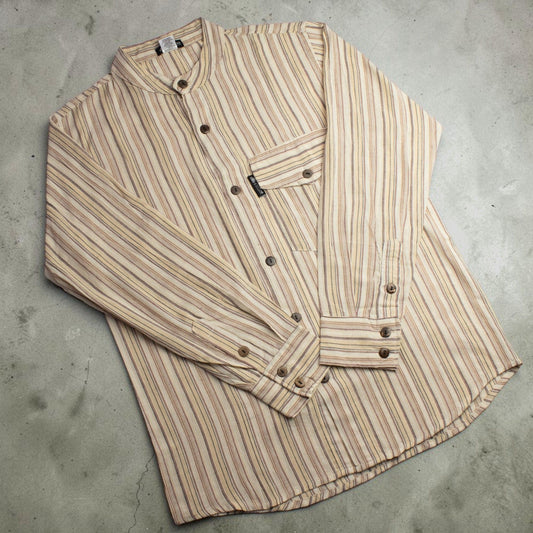 Nomad Sari Grandpa Shirt – Beige-Braun – Medium