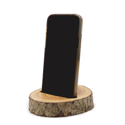 Petit support de téléphone en forme de bûche (fente) - Naturel