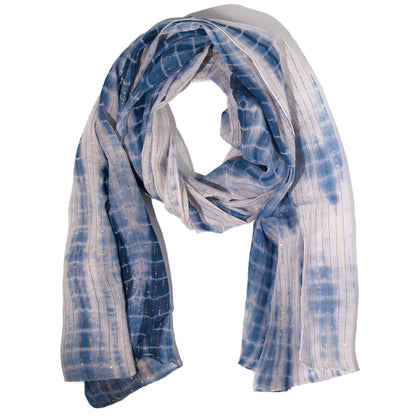 Glänzender Sari-Nomad-Partyschal – Dunkelblau (180 × 50 cm)