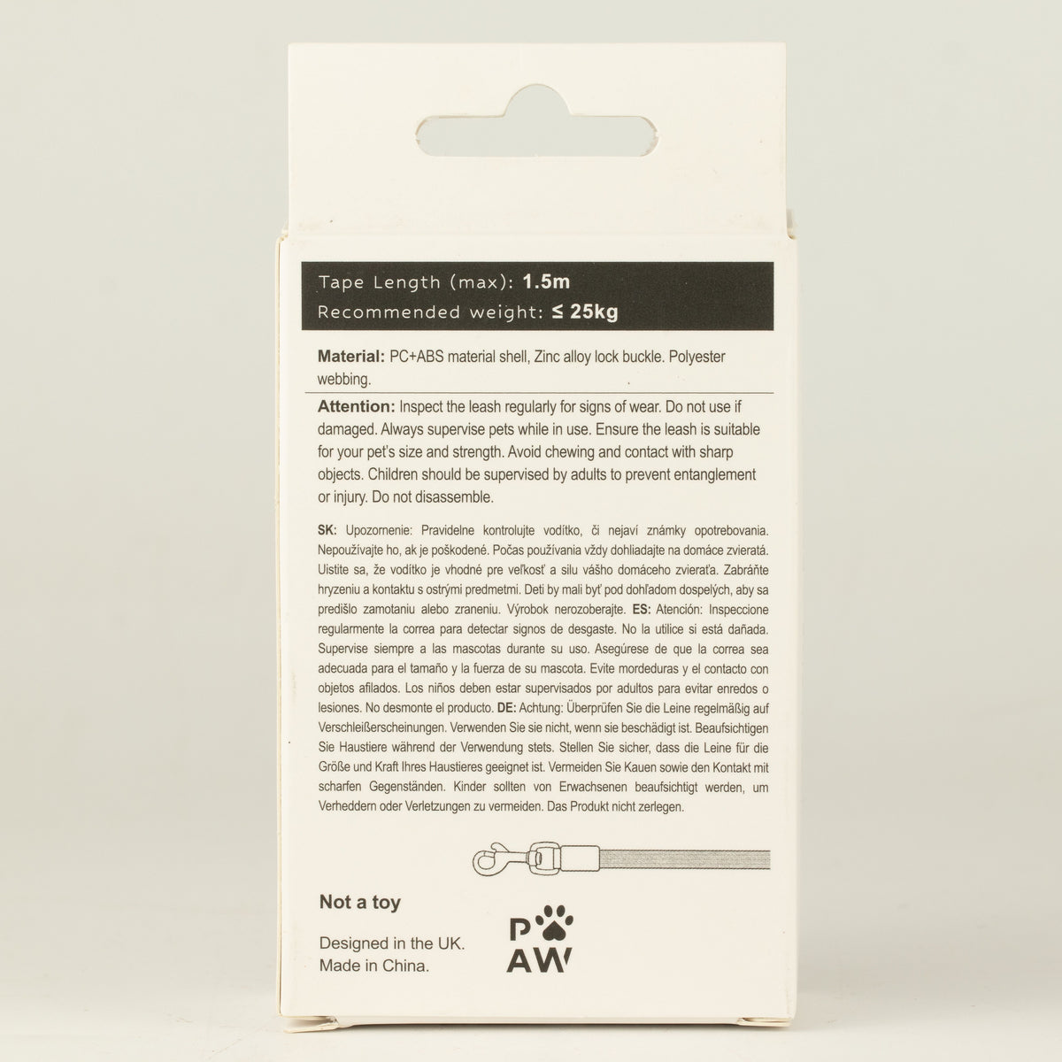 Correa Paw Pet - Pocket Pod - Blanco - 1.5m