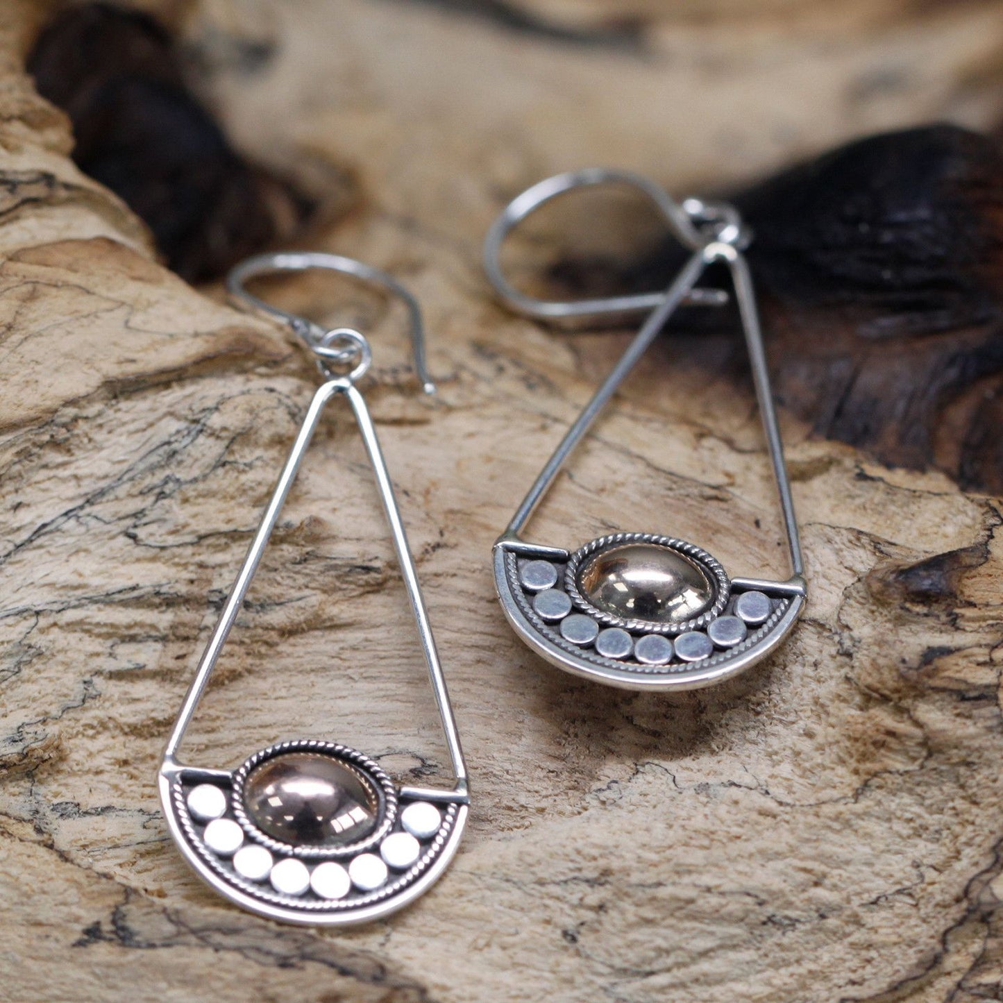 Pendientes Plata y Oro Luna Balance