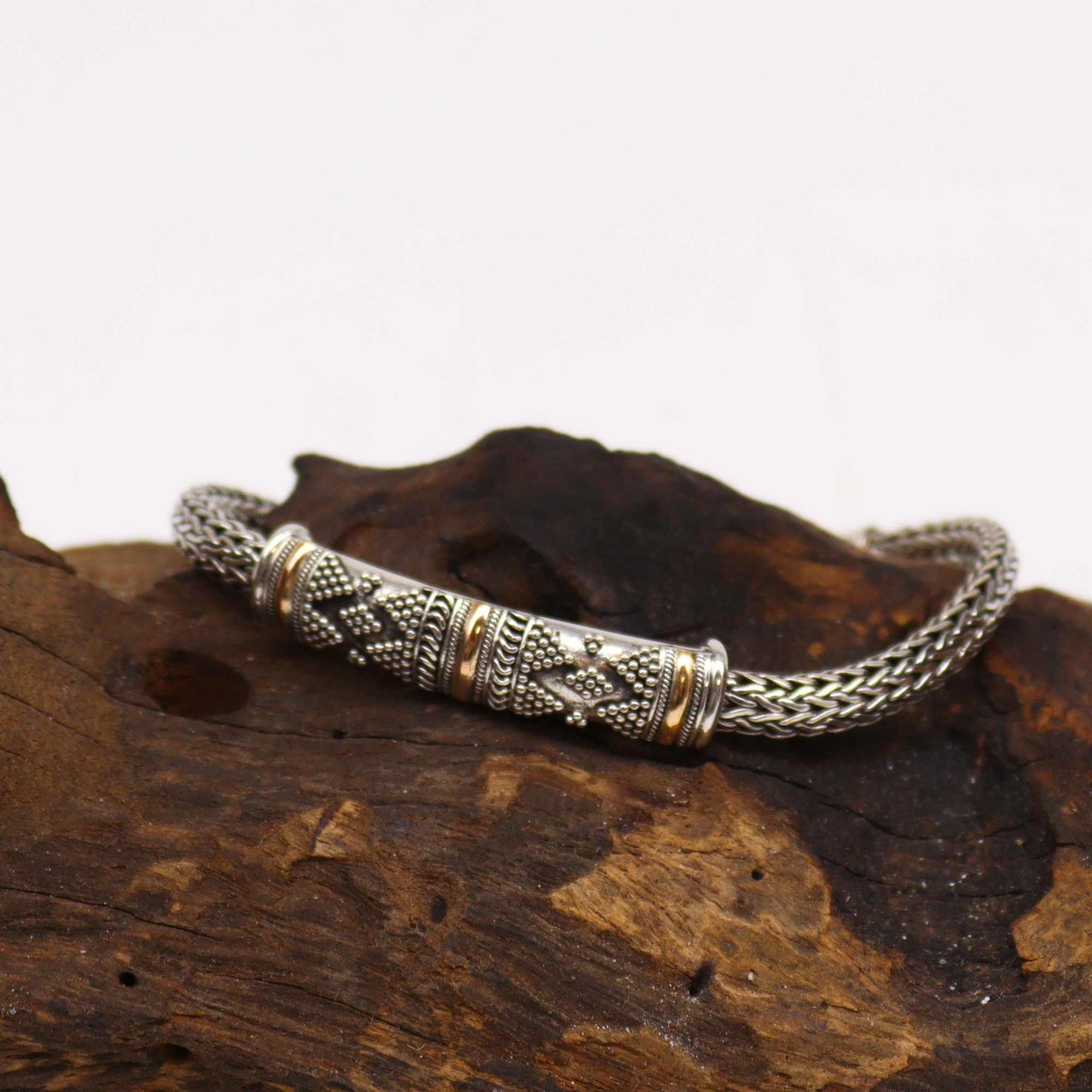 Pulsera Plata y Oro Cadena Unisex