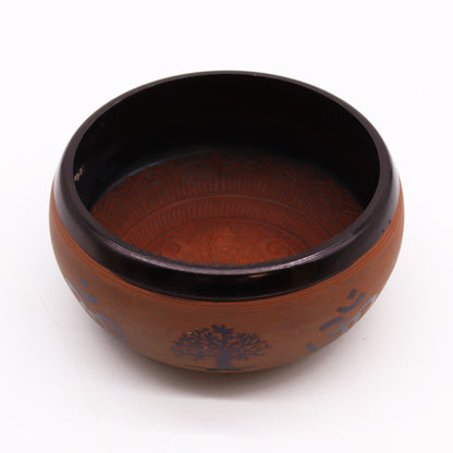 Bol chantant tibétain - Argile Om Bouddha - 16 cm