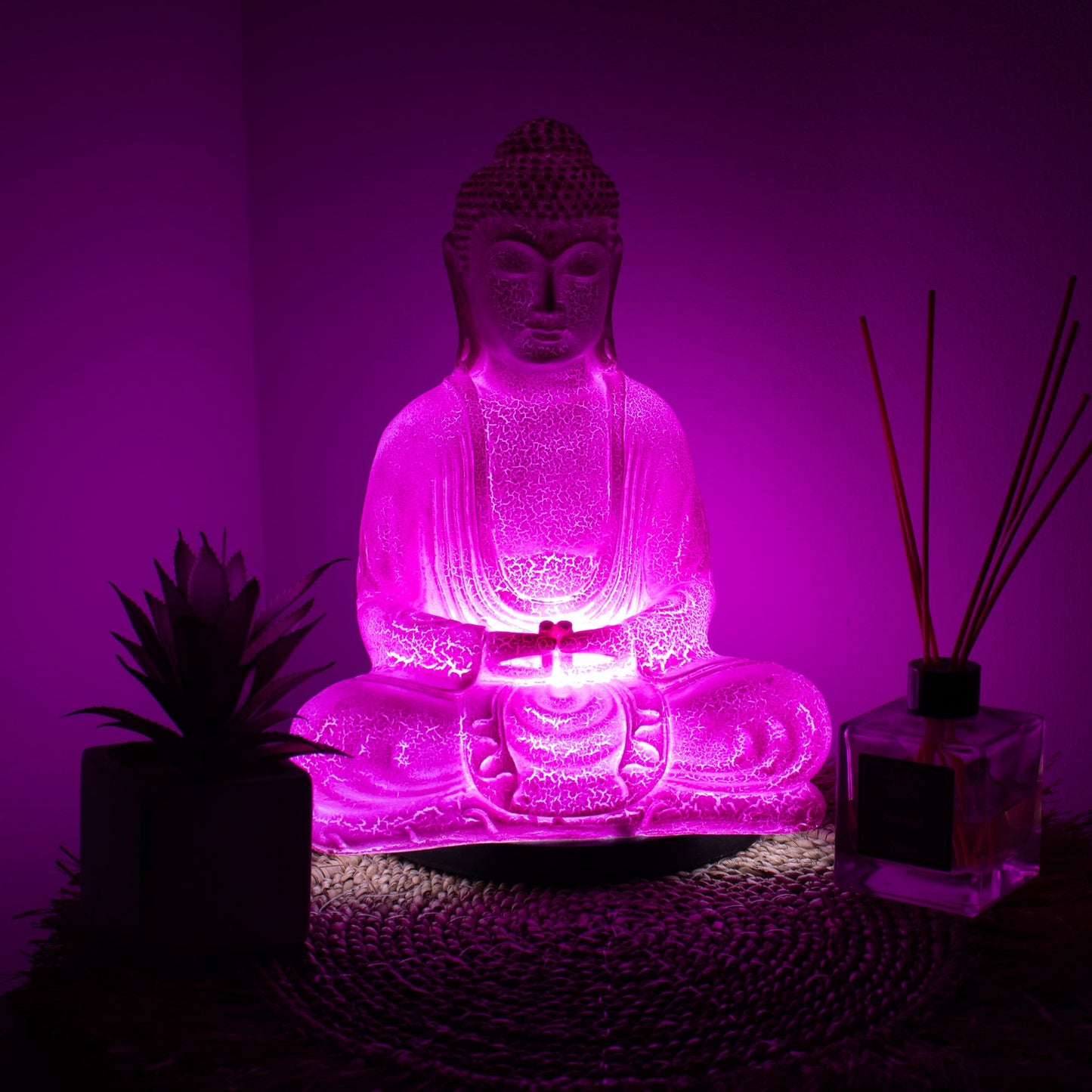 Lámpara Buda para meditación - craquelado de cereza - soporte ovalado