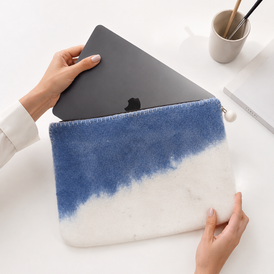 Funda de fieltro para portátil (hasta 14")  - Horizonte Azul