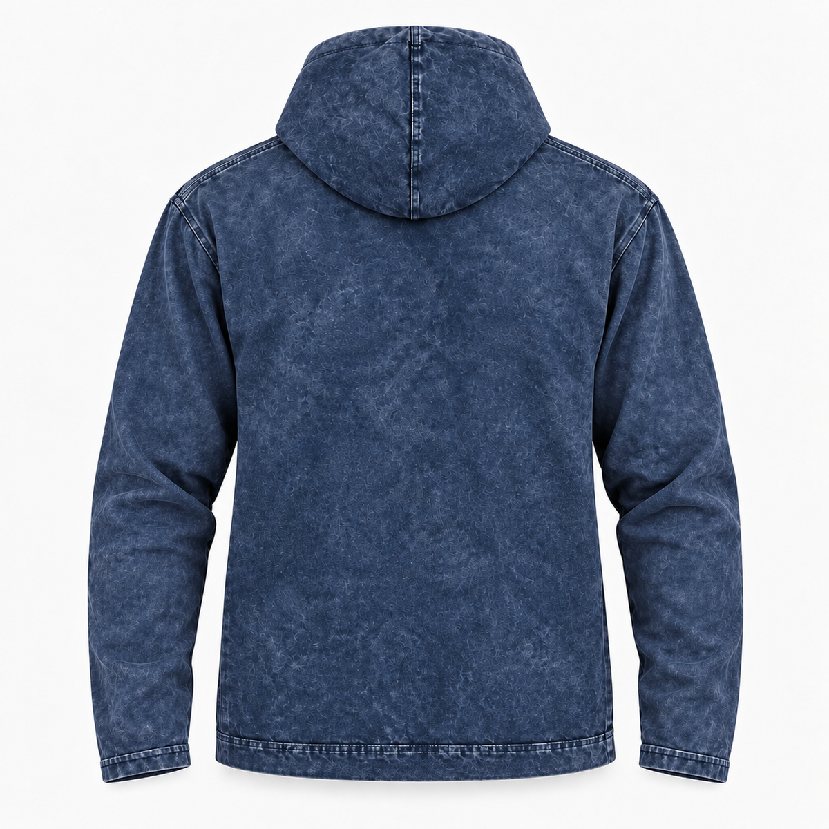 Camisa con capucha grande lavada a la piedra con bolsillo canguro - Brújula de la vida azul