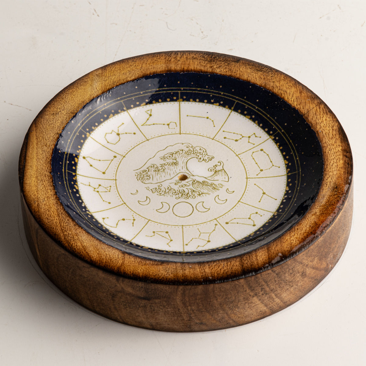 Mini cuenco y soporte para varitas de incienso Signo del Zodiaco – Acuario