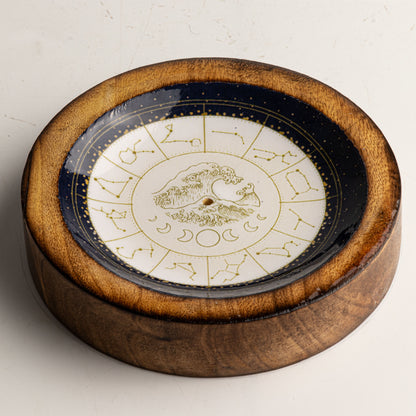 Mini cuenco y soporte para varitas de incienso Signo del Zodiaco – Acuario