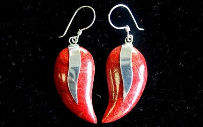 Boucle d'oreille en argent 925 style corail - Mangos