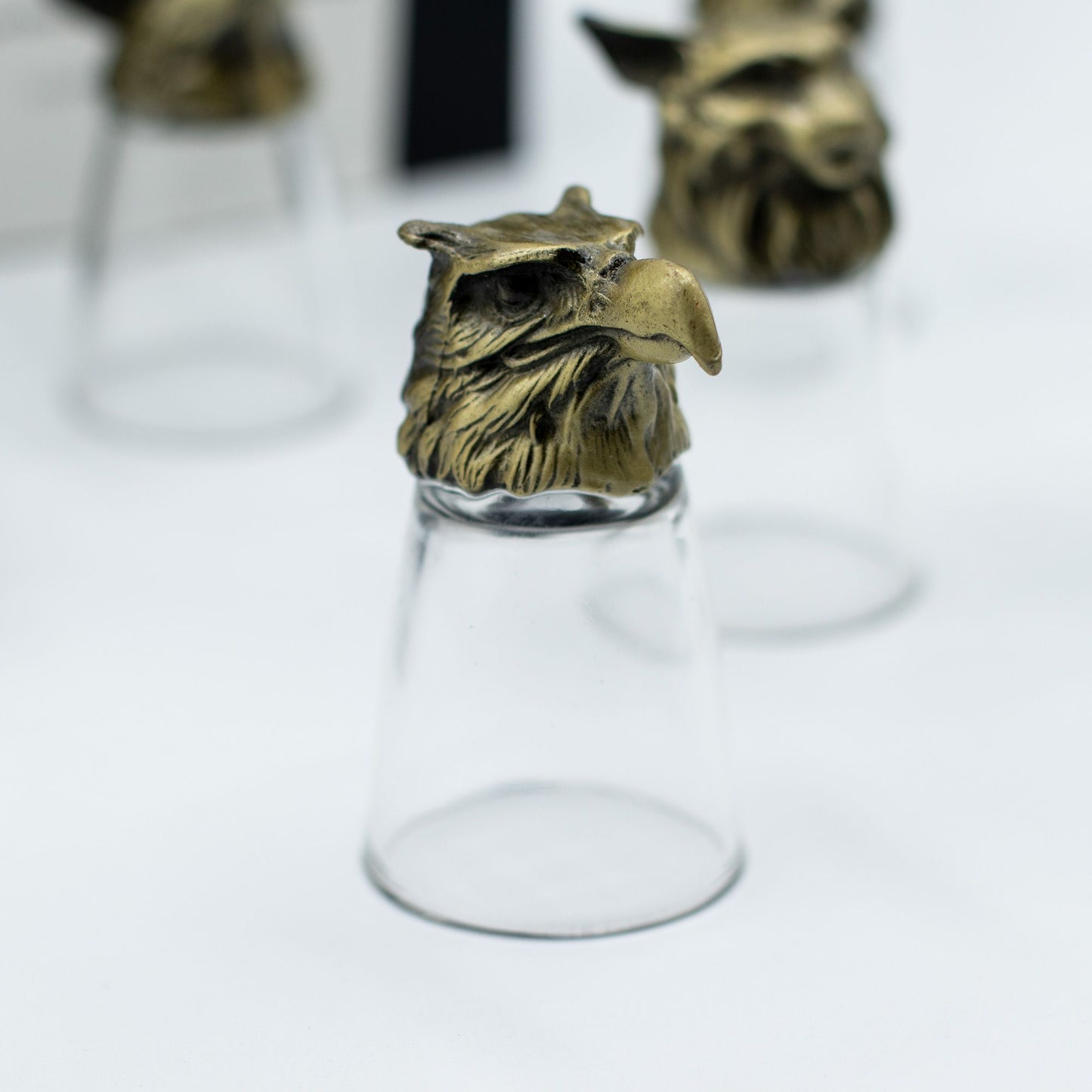 Coffret cadeau de 12 verres à liqueur Bottom Up (25 ml) - Forêt et créatures mystiques - Bronze antique