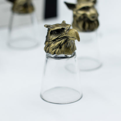 Coffret cadeau de 12 verres à liqueur Bottom Up (25 ml) - Forêt et créatures mystiques - Bronze antique