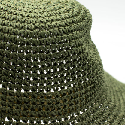 Chapeau de soleil souple en paille Nomad Sari - vert mousse