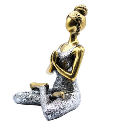 Yoga-Dame-Figur - Bronze &amp; Silber 24cm