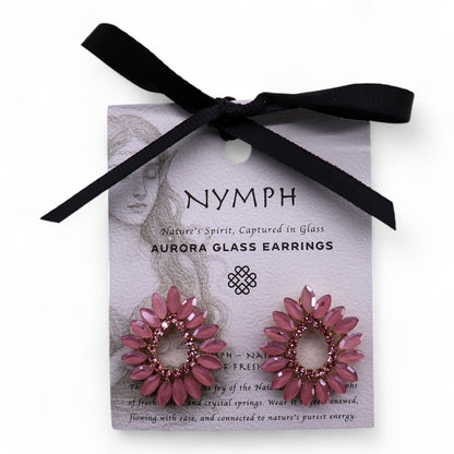 Boucles d'oreilles créoles en verre vintage rose tendre