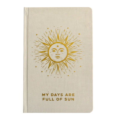 Journal de gratitude ivoire avec bordure dorée - 120 pages - Mes journées sont remplies de soleil