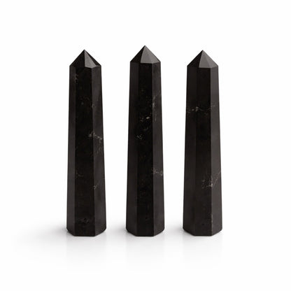 Punta obelisco de seis caras de piedra preciosa, aprox. 11 cm - Turmalina negra