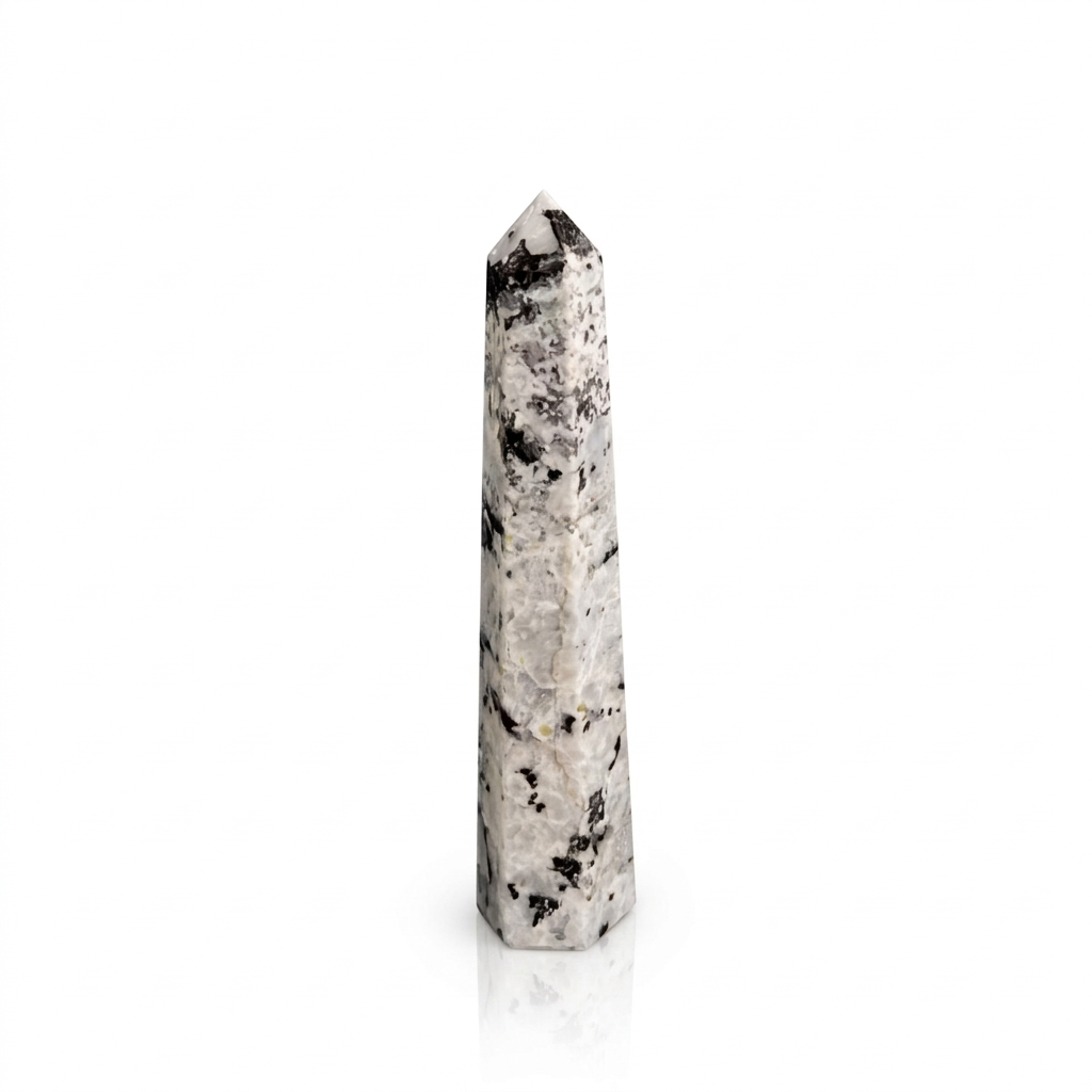 Piedra preciosa de punta obelisco de seis caras, aprox. 17 cm - piedra luna arcoíris