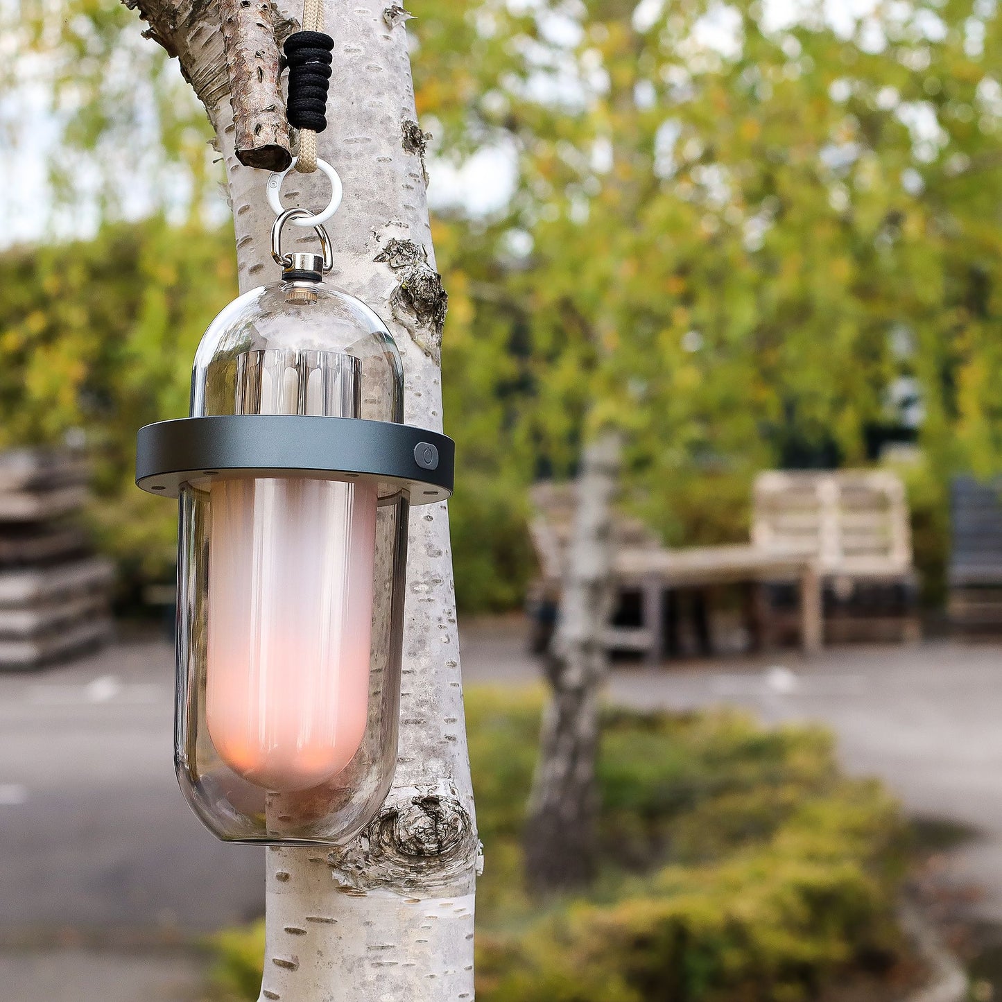 Außenlampe mit Flammeneffekt – Weiß, wiederaufladbar über USB – Mehrfarbig