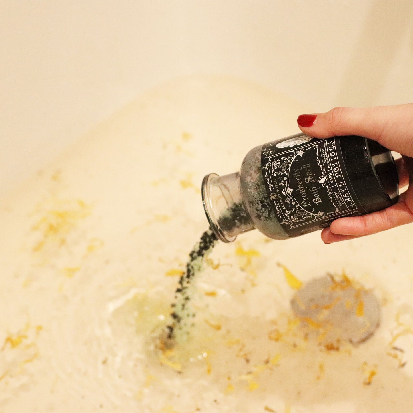 Potion de bain de sorcière ancienne et amulette en cristal d'aventurine - Prospérité