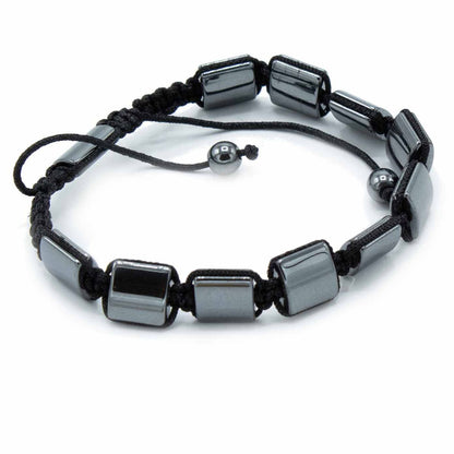 Bracelet magnétique Shamballa en hématite - Doubles cuboïdes