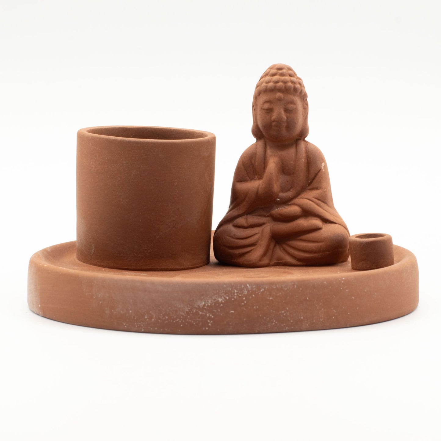 Porte-encens Bouddha multifonctionnel - Style terre cuite naturelle