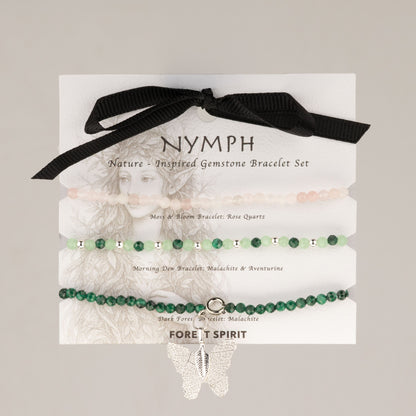 Conjunto de pulseras de gemas del Espíritu de Ninfa - Espíritu del Bosque