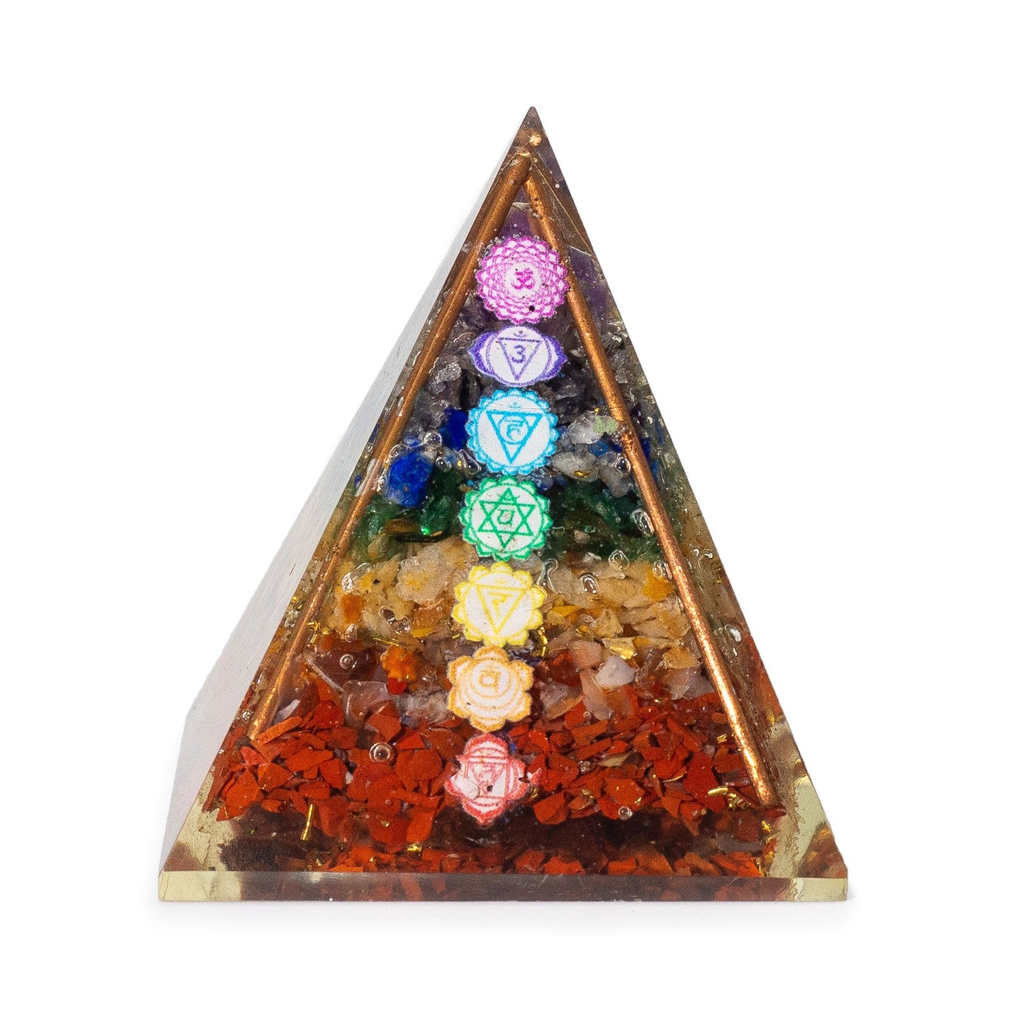 Mittelgroße Orgonitpyramiden 7x6cm – Kupferstäbe – 7 Chakra-Chips