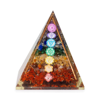 Mittelgroße Orgonitpyramiden 7x6cm – Kupferstäbe – 7 Chakra-Chips