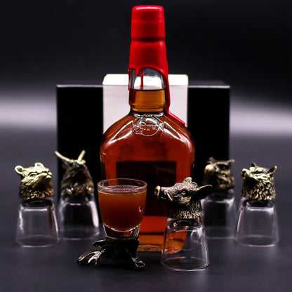 Geschenkset mit 6 Schnapsgläsern (50 ml) - Wild Forest Creatures - Antik Bronze