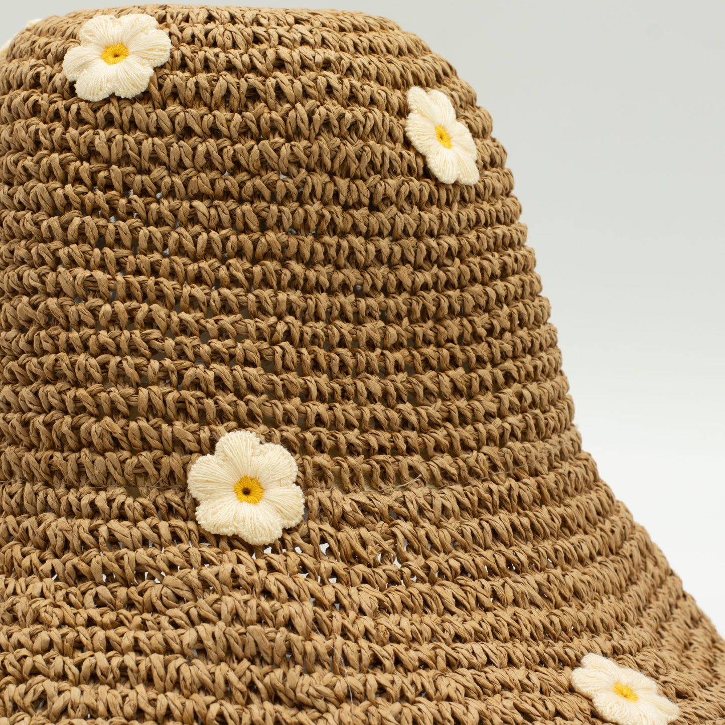 Nomad Sari Chapeau de paille à bord flexible pour le soleil - Café et Daiseys