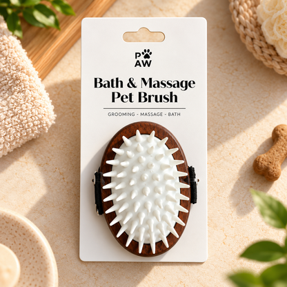 Herramientas de aseo PAW – Cepillo exfoliante y masajeador de goma suave de nogal