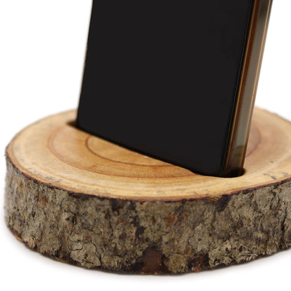 Petit support de téléphone en forme de bûche (fente) - Naturel
