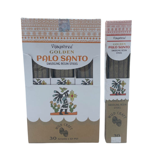Varillas de resina para difuminar Palo Santo dorado de 30 g (6 unidades)