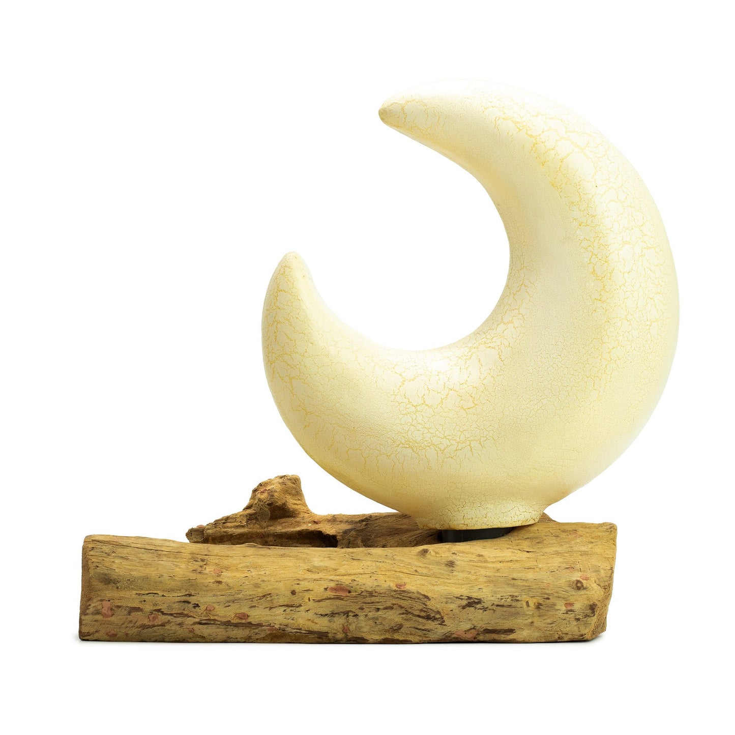 Lampe de table avec abat-jour demi-lune craquelé – Gris
